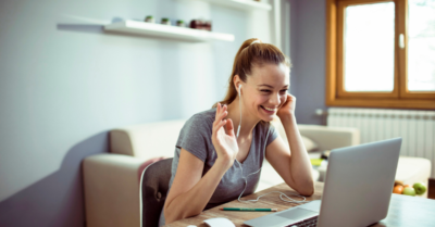 Woman on video call